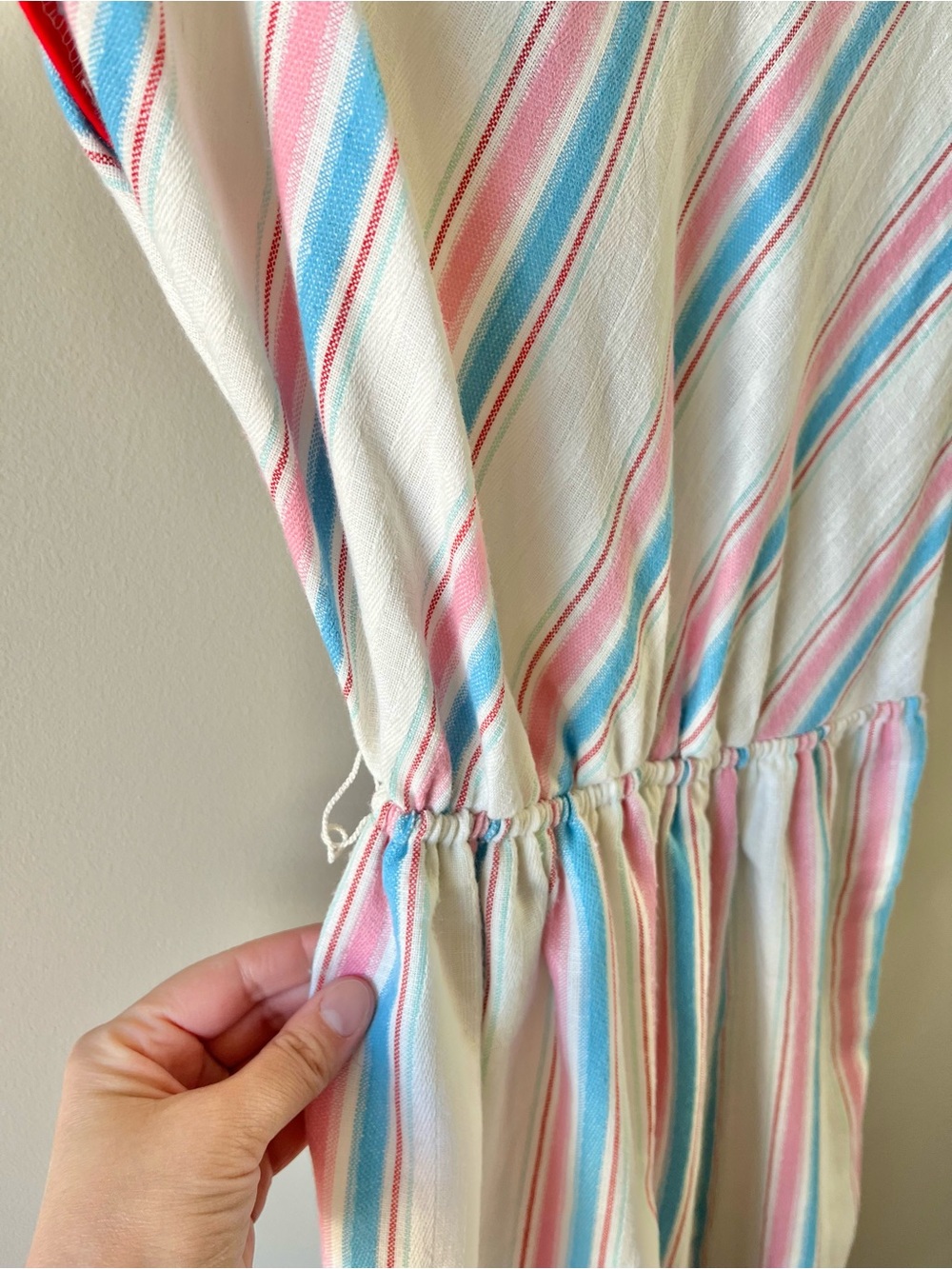 Vintage Leslie Belle Midi A-Line Dress Size S/M Multicolour Stripe - 80's - Picture 9 of 10